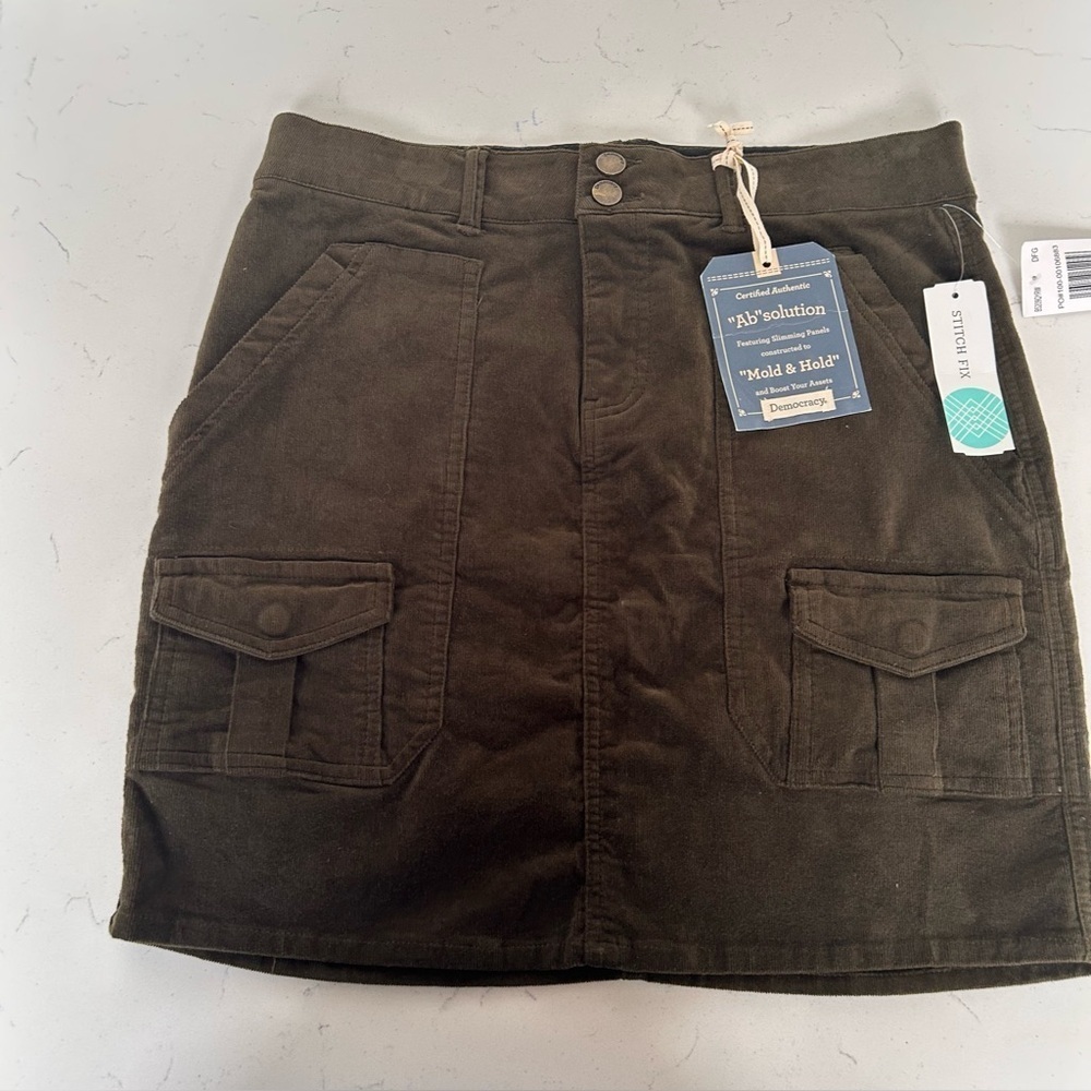 New Democracy Womens Ab Solution Corduroy Cargo Skirt S 6 Brown Preppy Academia